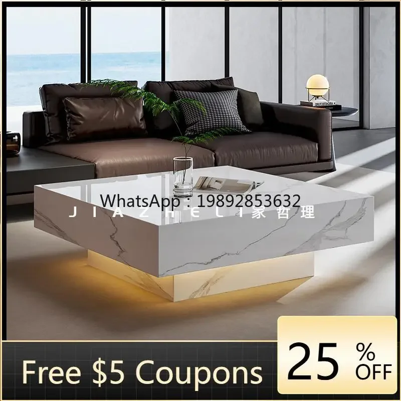 H3-24 square coffee table high-end luxury stone living room suspension new creative square coffee table