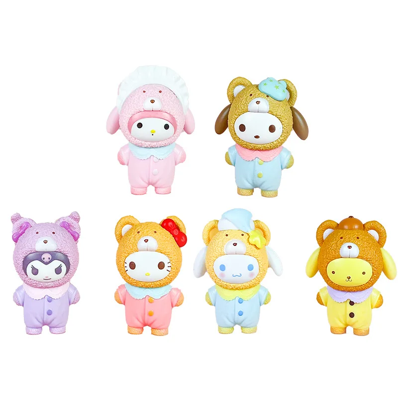 Anime Figuur Sanrio Blind Box Latte Familie Kulomie Melodie Pacha Hond Tide Speelmodel Meisje Hart
