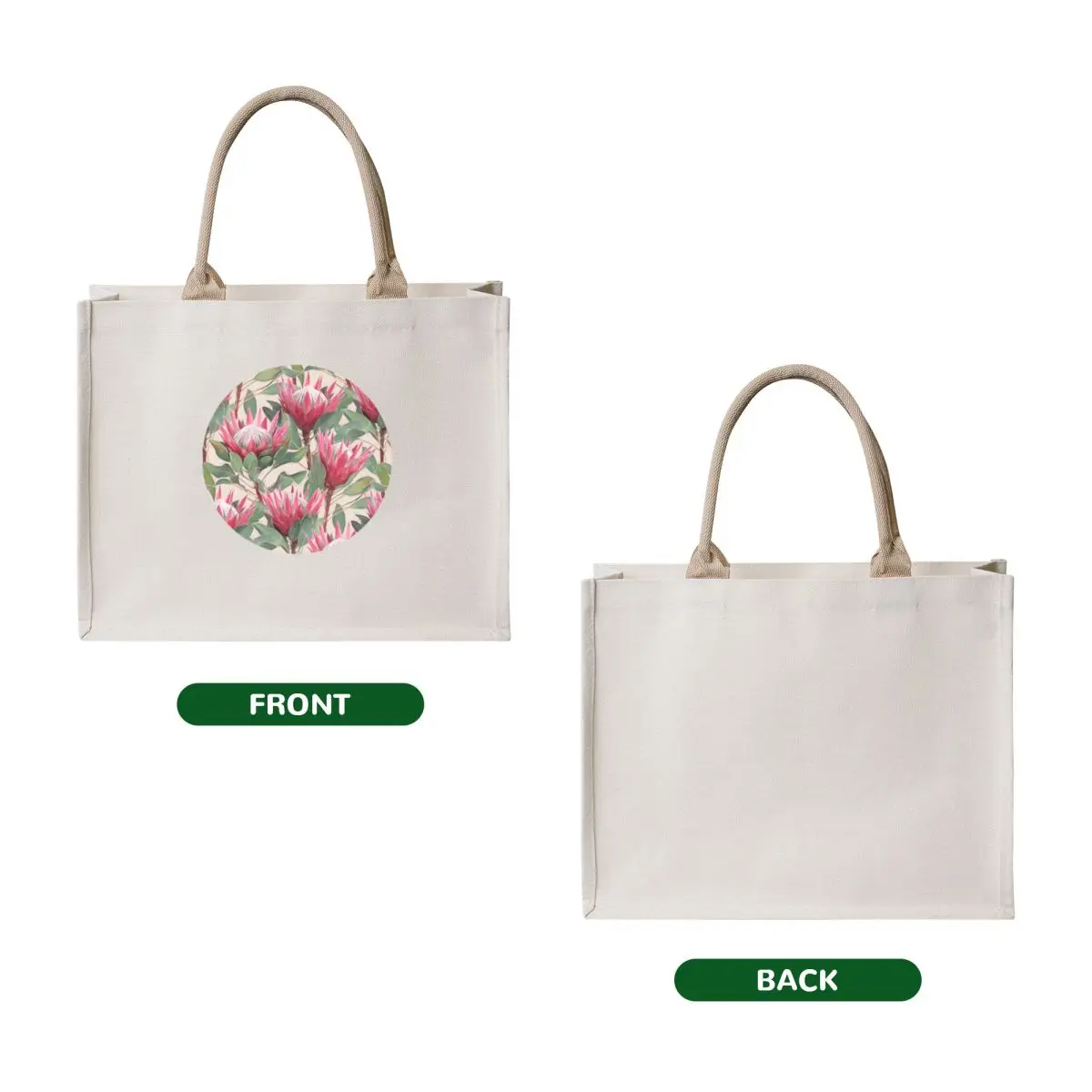 Painted King Proteas on Cream Tote Bag Customizable tote bag Shopper reusable grocery bags
