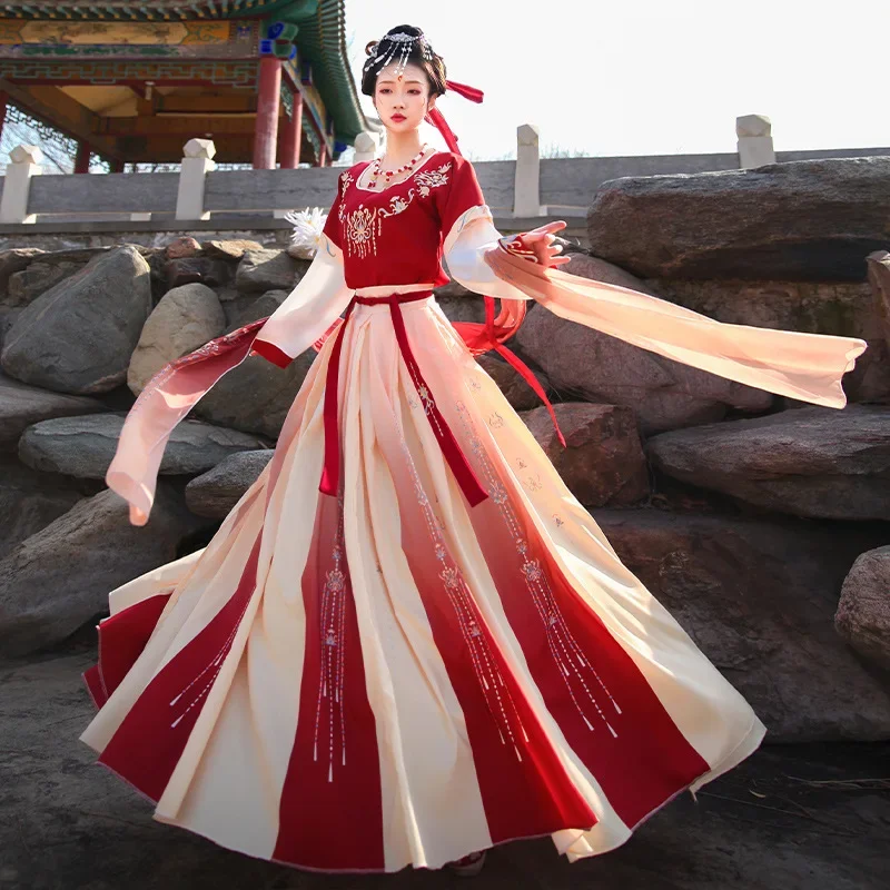 

YJ38 Hanfu женский комплект из трех предметов, сказочная летняя элегантная длина до талии, повседневная ассорти, древняя одежда