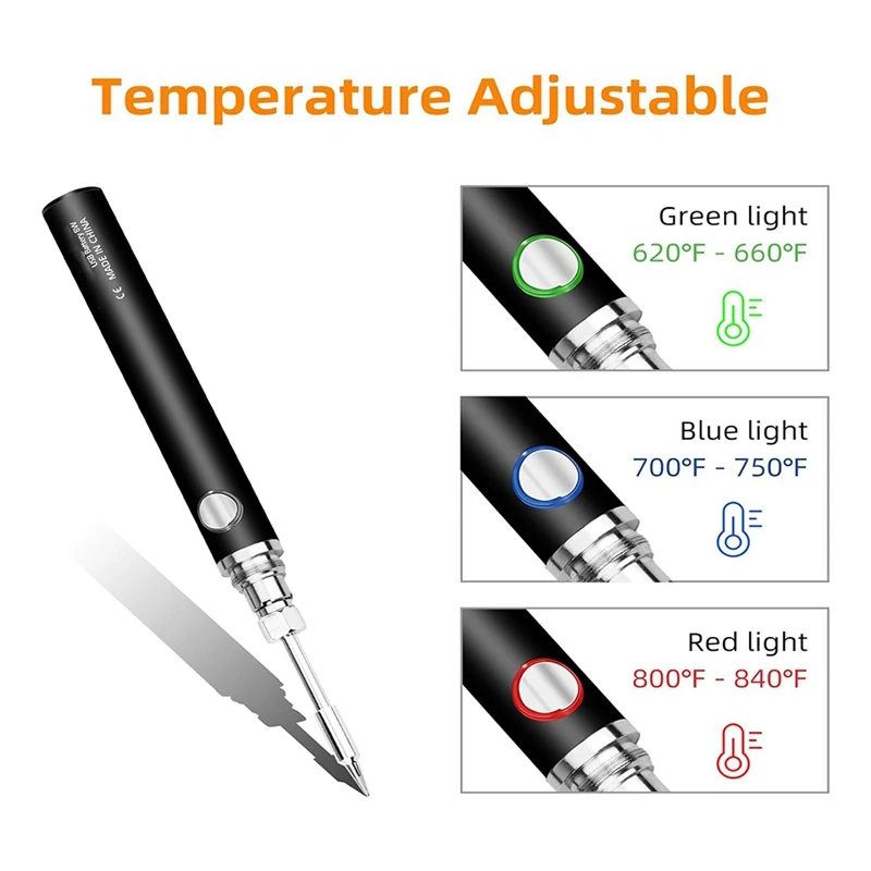 Snoerloze Soldeerbout Set Draadloze Soldeerbout Ingebouwde 1100Mah Batterij, 3 Instellingen Voor Temperatuuraanpassing