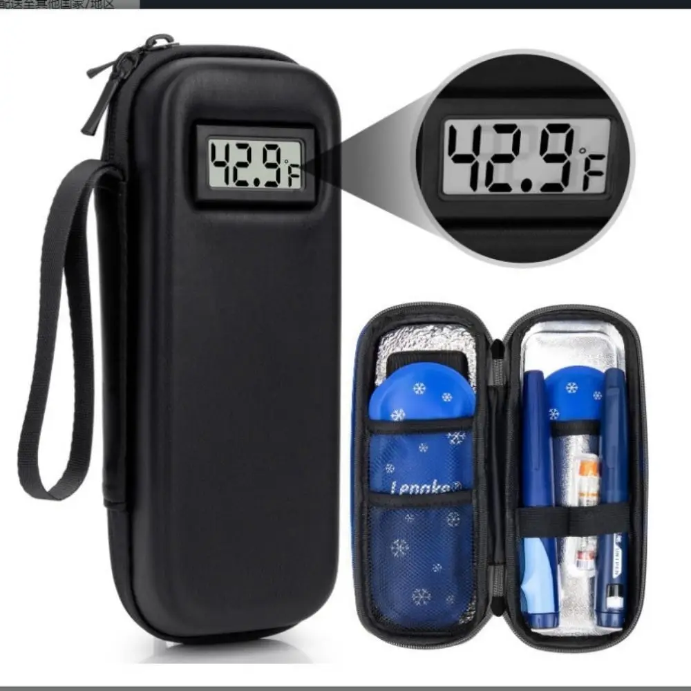 Waterproof Insulin Cooler Travel Case with Thermometer Display Reusable Medicine Insulin Cooling Bag Insulated Portable