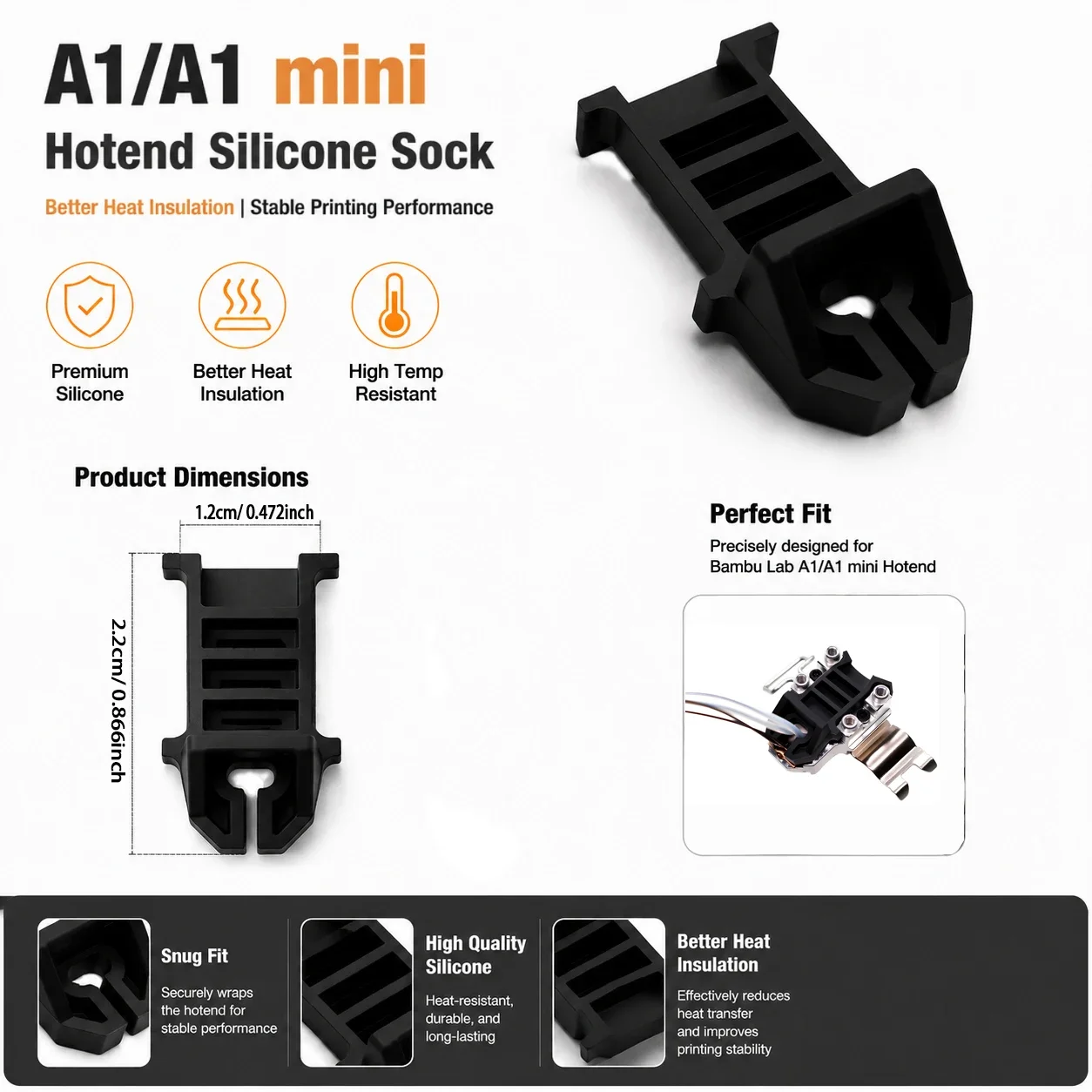 for Bambu Lab A1/A1 mini Hotend silicone insulation pad,Hot end silicone protective cover for Bambulab A1/A1mini 3D Printer