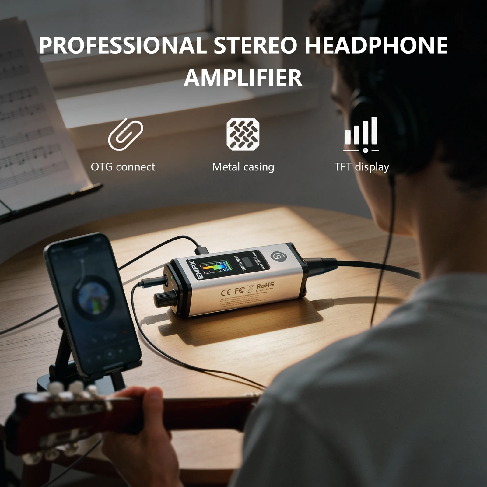 Debra EMPX Professioneller OTG-Stereo-Kopfhörerverstärker, mit Mono-/Stereo-Umschaltung und integriertem Kopfhörerverstärker-Chip – Detail 2