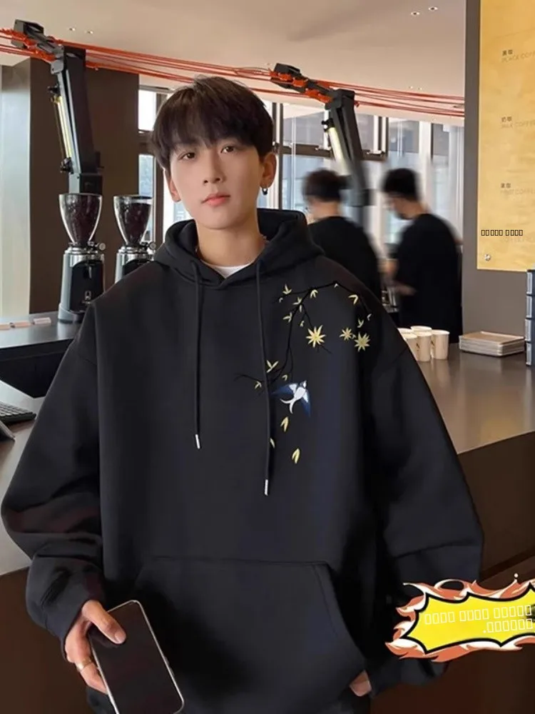 

Autumn Winter plus Size Hoodie Men's Thiened Fce Loose Casual Jaet New 2024 Sli Streetwear Comfortable Sweatirt