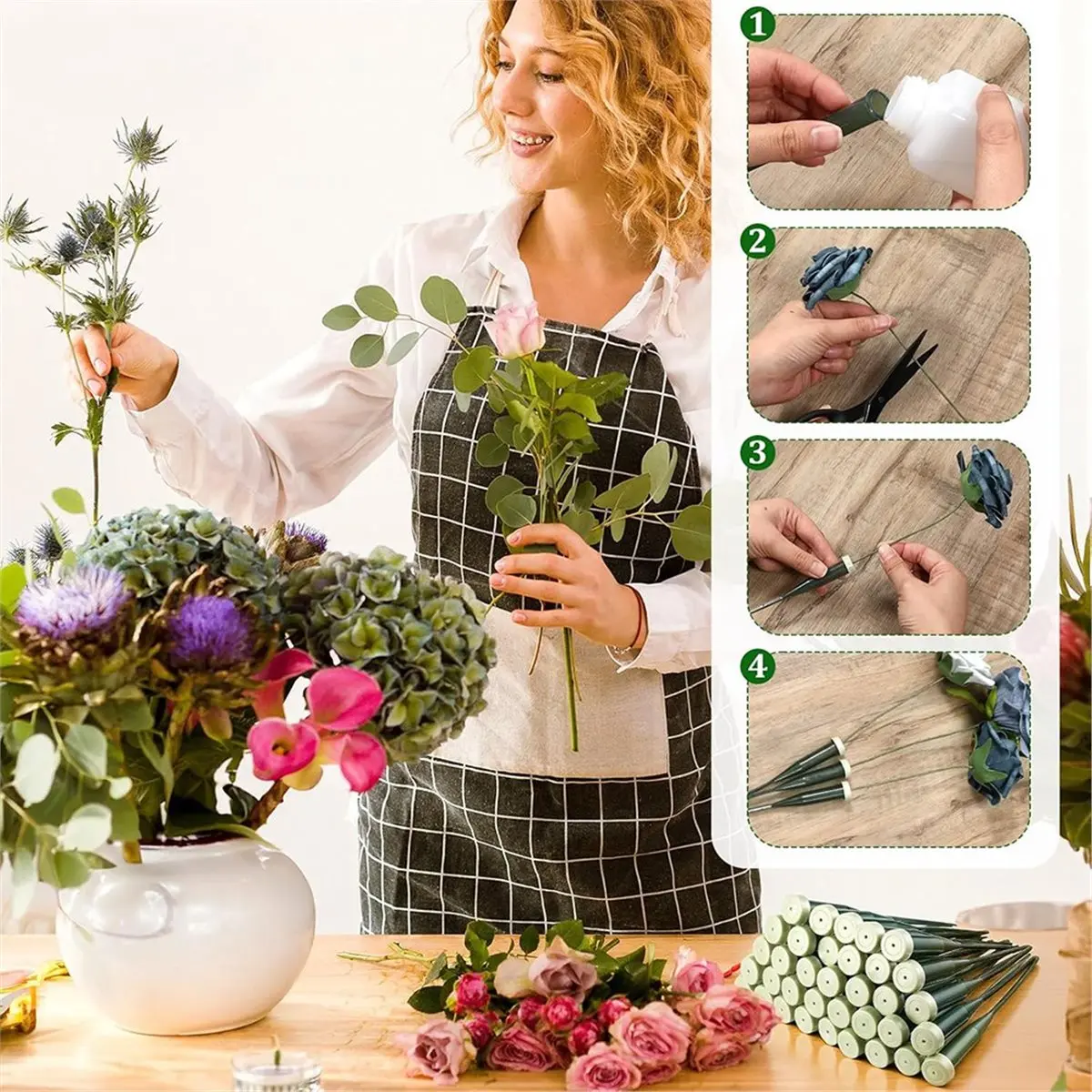 Homegood 150 Pcs 6 Inch Floral Water Tubes with Rubber Caps for Flower Arrangements