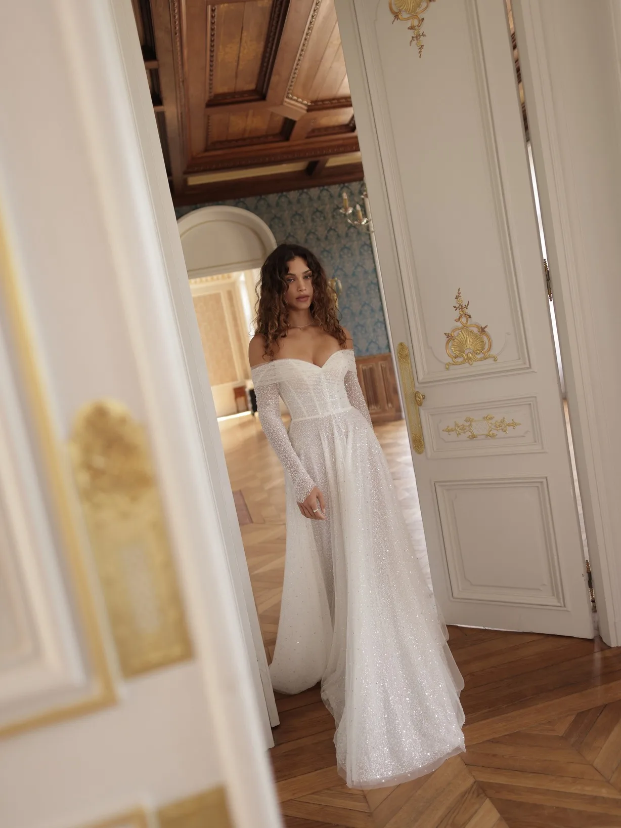 Wedding Dresses For Bride Luxury Vestidos Blancos Boda Civil De Novia Manga Larga Bespoke Dress Off The Shoulder A line Women