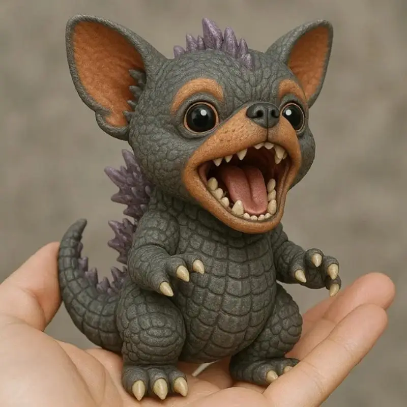 Creative Monster Dog Resin Statue, Strange Dog Head Dragon Body Monster Animal Figurine Desktop Ornaments Car Decorations