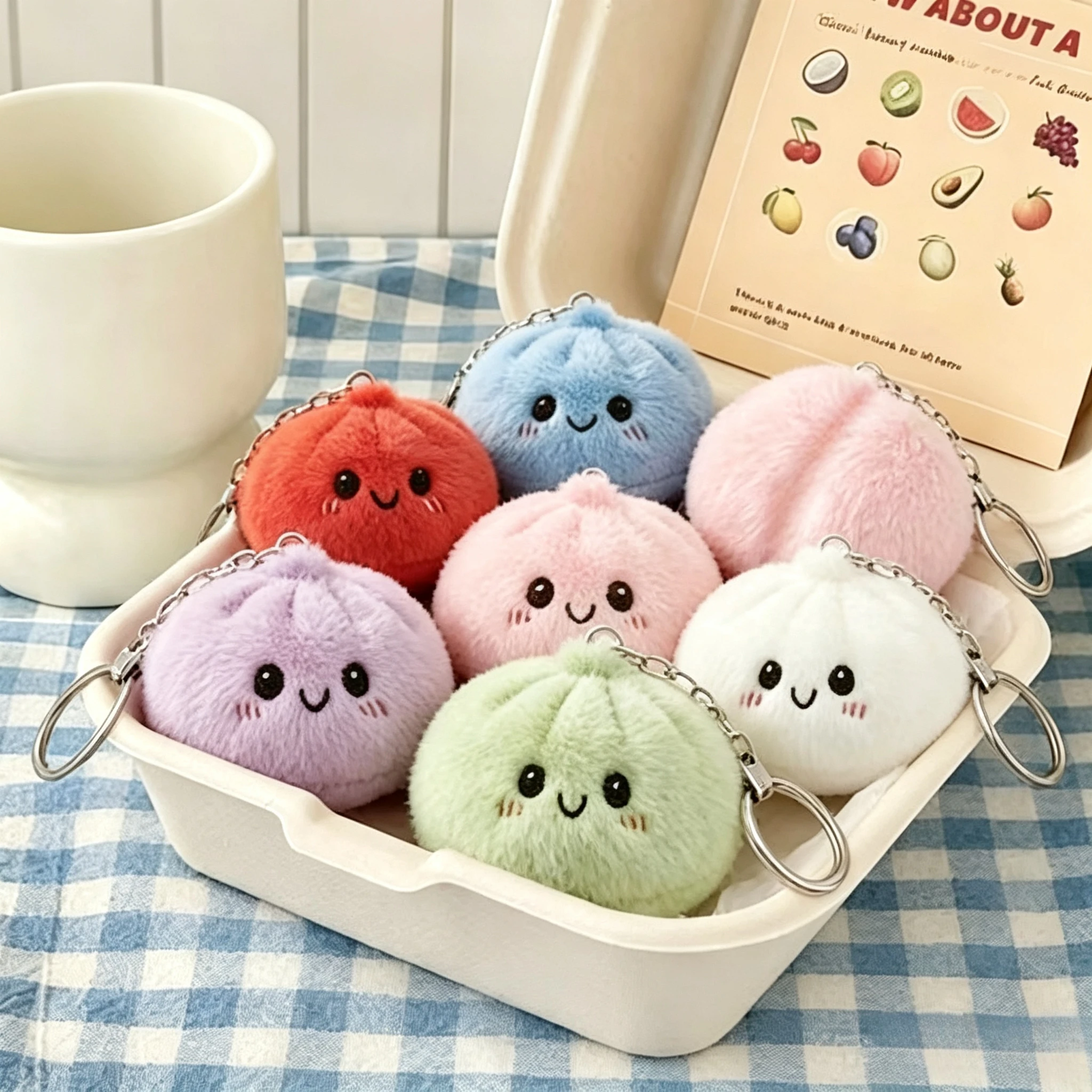 New Dumpling Squishy Keychain Plush Toy Stress Relief Toy Blind Pressure Dumpling Doll Bag KeychainBox & Decorative Gift