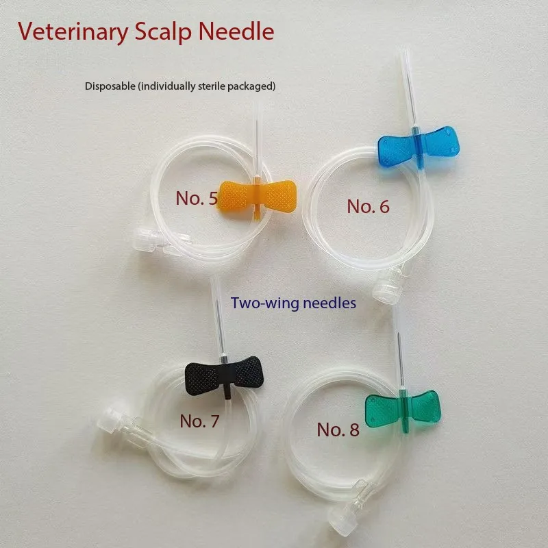 

100 шт./партия, набор вен для кожи головы, 21 г/22 г/23 г/25 г, стерильный зажим-бабочка для домашних животных, медицинский
