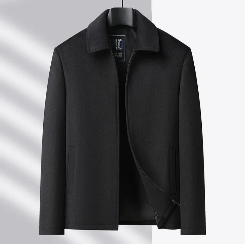 

Autumn Winter High-end men's fashionable, cool, versatile, trendy and casual woolen executive jacket, dad's suit lapel coat