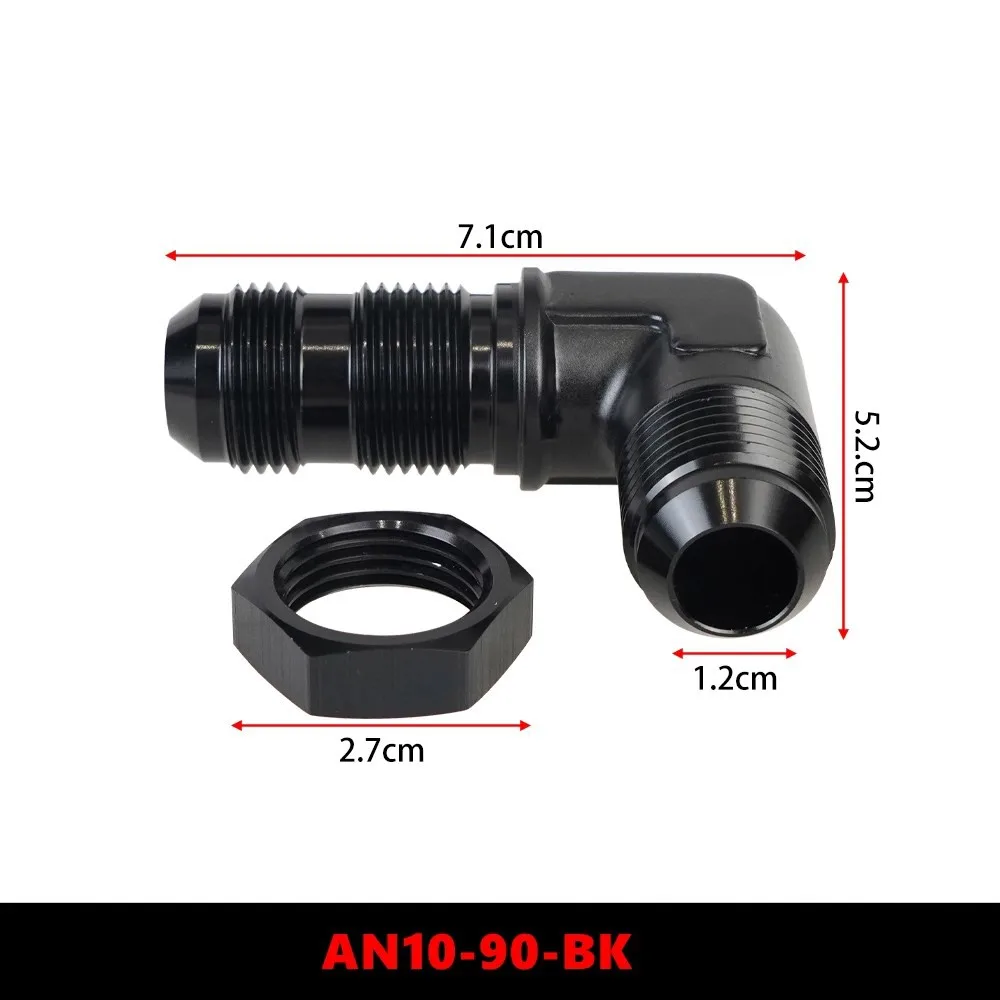 AN6 AN8 AN10 90-stopniowy adapter złącza grodziowa z nakrętką do zakładki lub ściany drutowej — zdjęcie 5