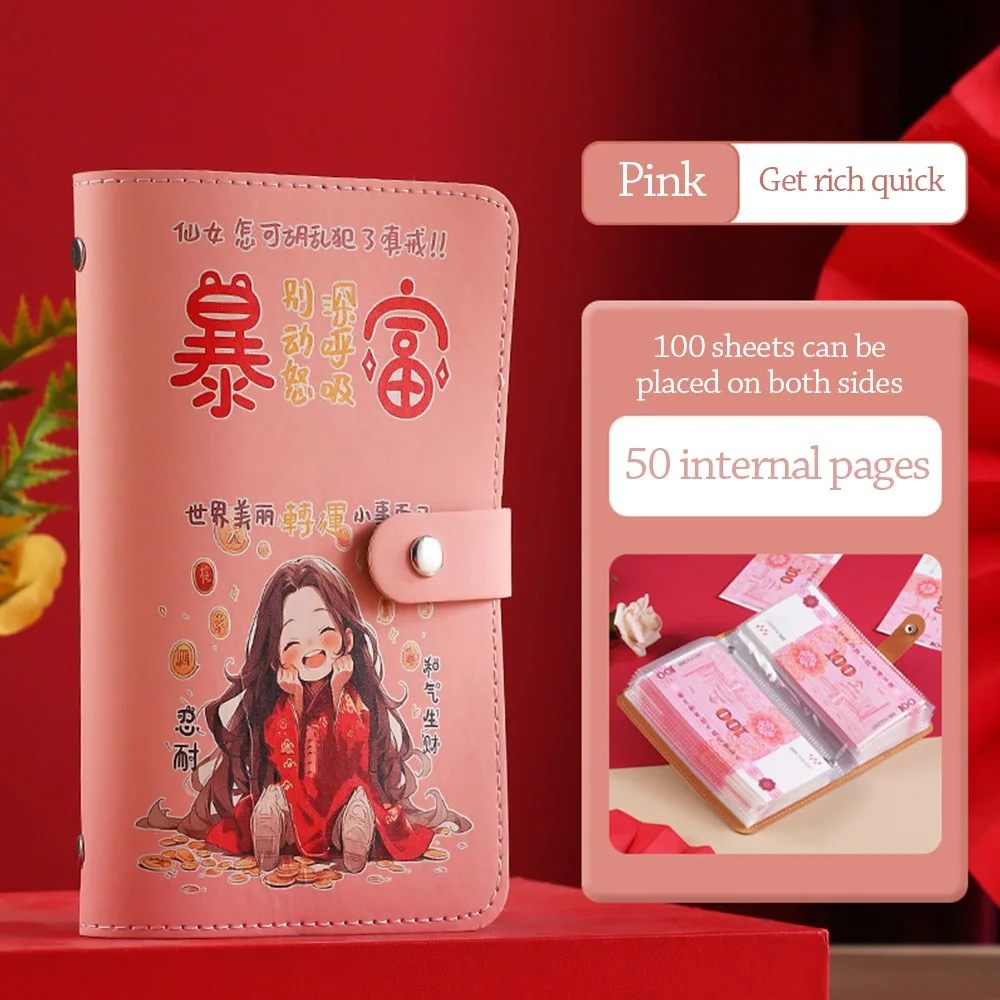 

PU 100 Envelopes Money Saving Challenge Waterproof Large Capacity Mini Binder Savings Challenge Reusable Savings Challenges Book