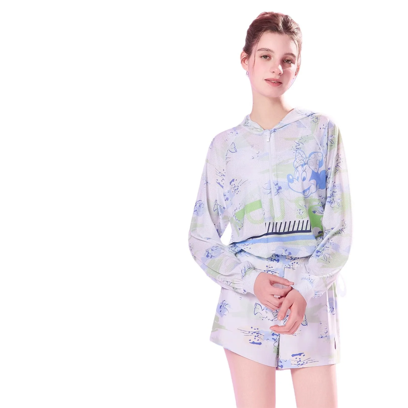 Disney maiô feminino 2025 nova beira-mar férias blusa de três peças divisão protetor solar praia maiô feminino