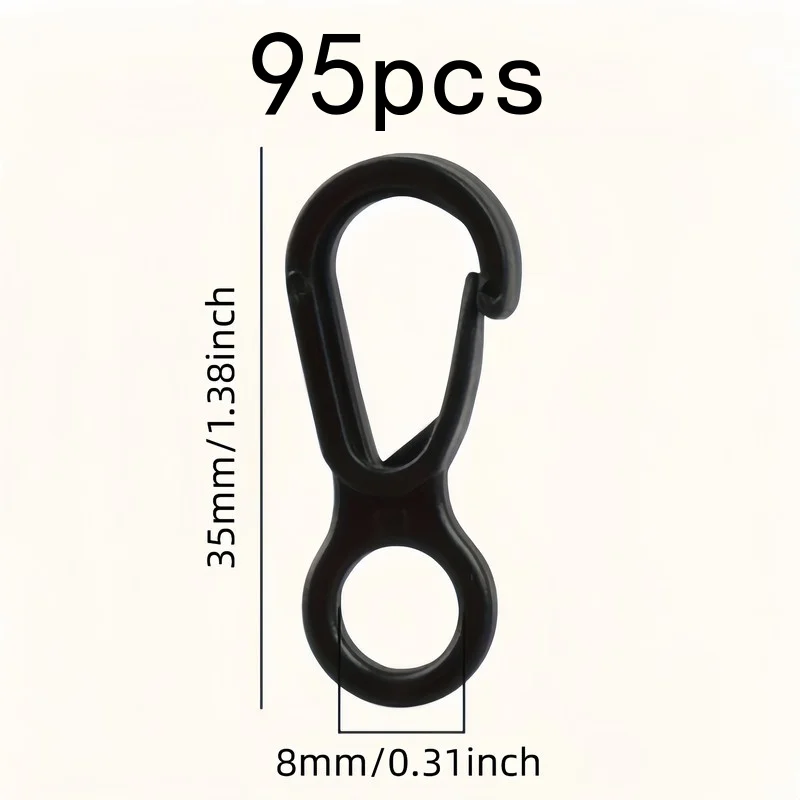Pack of 95 Multi-purpose Snap Hooks, Quick Release, for Camping, Keychains and Home Storage, Easy to Install