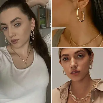 925銀耳環 女士玫瑰金黃色吊墜 原創簡約耳環首飾 8 最佳銷售 極簡耳環 - №7