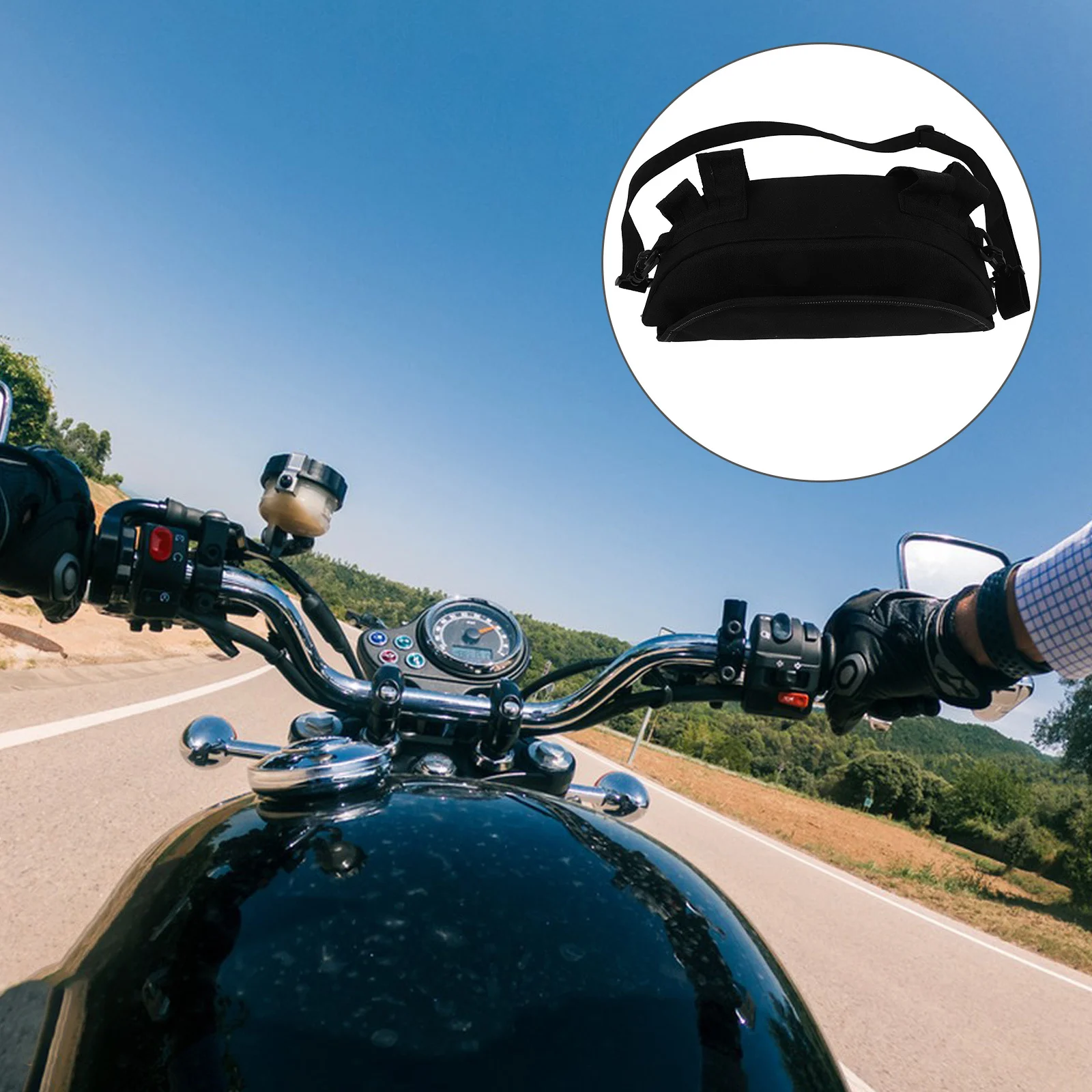 

Motorcycle Handlebars Storage Bag Durable Fabric Large Capacity Phone Wallet Keys Motorbike Accessories Front Bag Adjustable