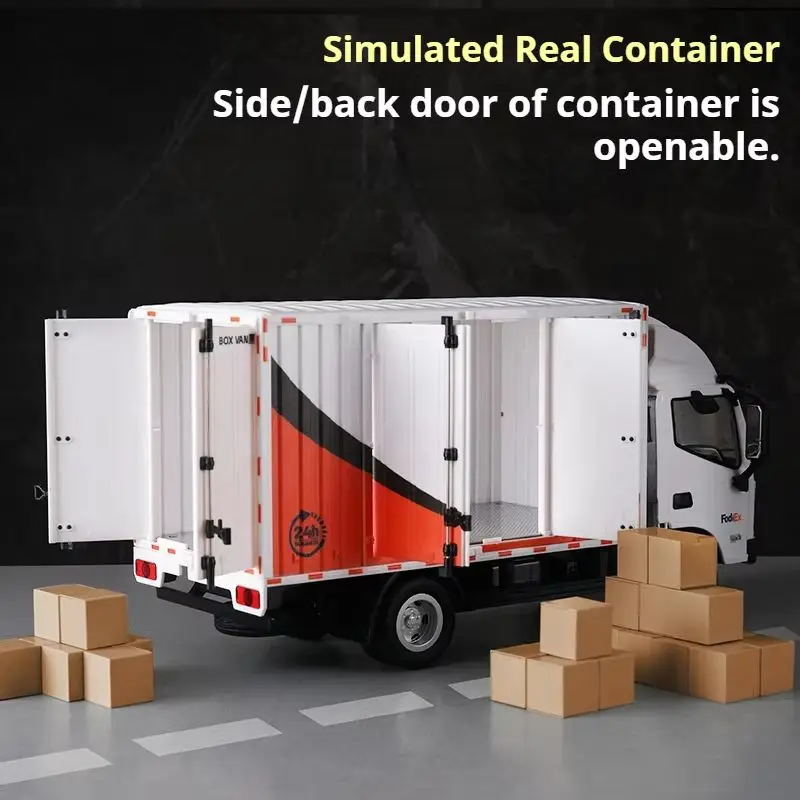 Huina 1 16 Rc Truck 12Ch Remote Control Delivery Cargo Van With Light Sound 2 4Ghz Transport Vehicle Hobby Gift collectible toys