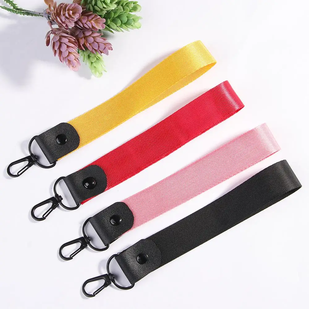 Solid Color Keychain Hang Badge Holder Lanyards Wrist Band Mobile Phone Straps Key Rope