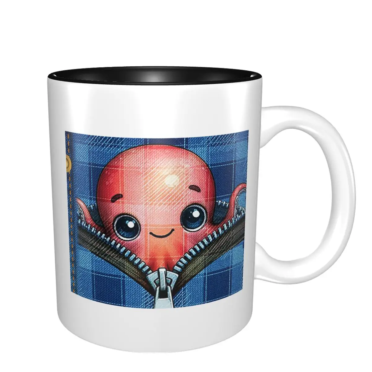 Denim Octopus Marine Curiosity Between Seams Mug Funny Ceramic Coffee Cups Tea Mugs Milk Cup Drinkware Gifts for Woman Man