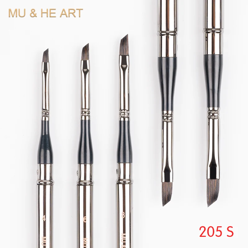 السفر قلم صغير السنجاب الشعر مختلط الفنان المائية اللوحة فرشاة أداة بندقية مطلي غطاء نحاسي مائل رئيس 205S MU HE AR #5