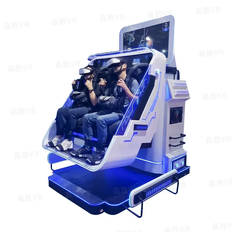 Two-person 360vr experience device large rotating roller coaster simulation