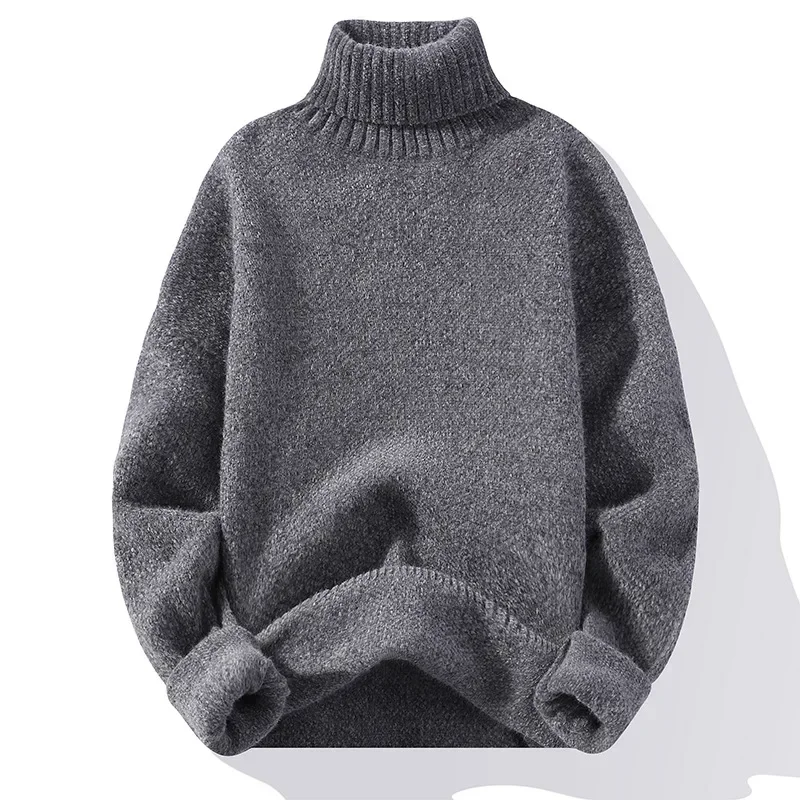 

Men's 2023 Autumn/Winter Thickened Korean Style Solid Color Casual High Neck Sweater