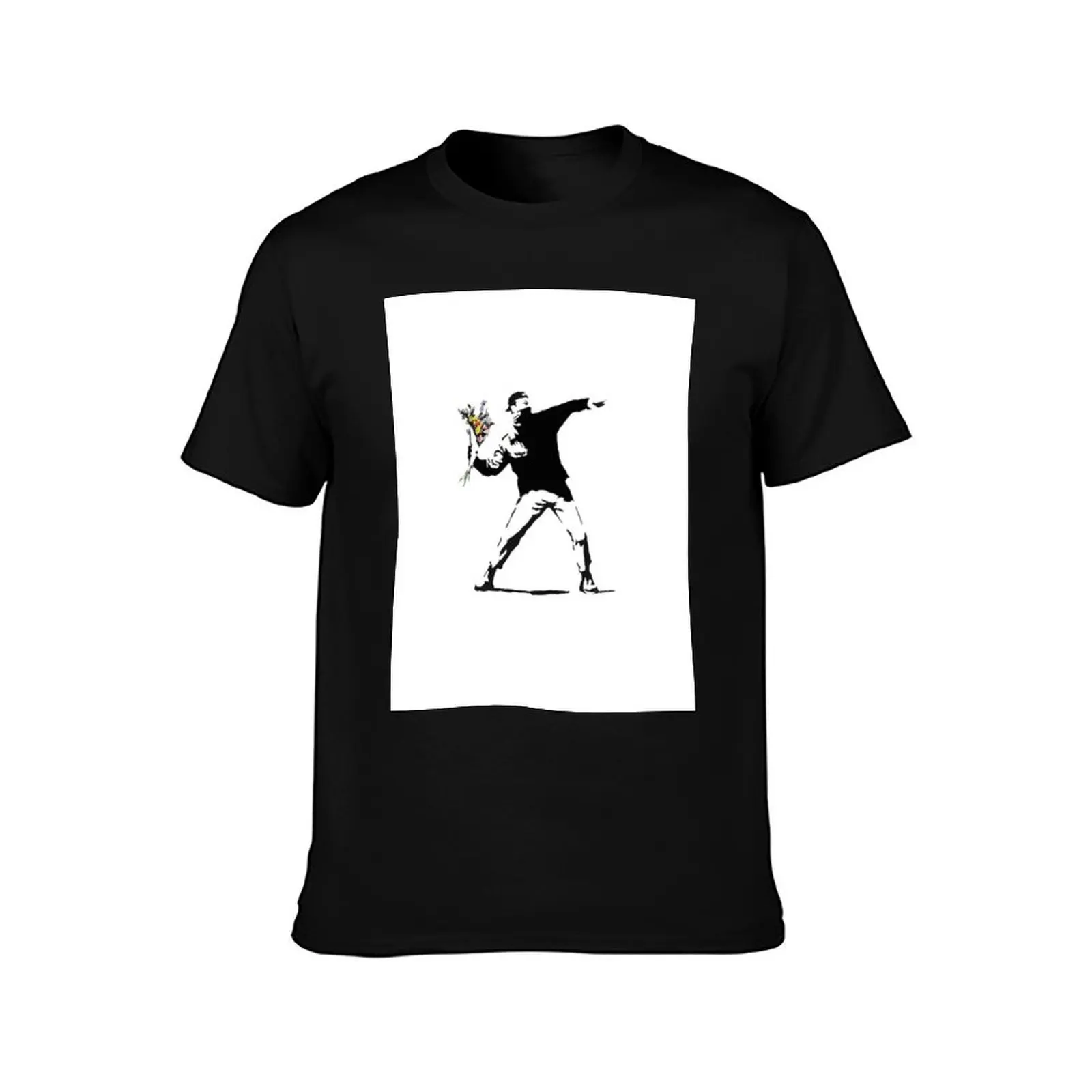 Banksy Flower Thrower T-Shirt Soft Anti-Shrink Cotton Tee T-Shirt