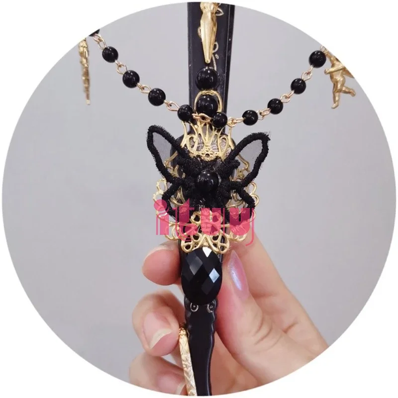 Handmade Lolita Hand-Held Fans Virgin Mary Gorgeous Gem Heart Cross Pendant Angel Wings  Folding Fan Wedding Dance Party Props