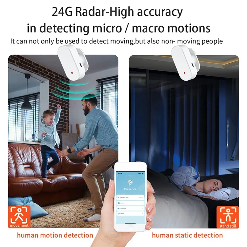 Mini sensor de presencia humana Zigbee, sensor de detección de presencia de onda de radar de onda milimétrica Tuya fácil de usar