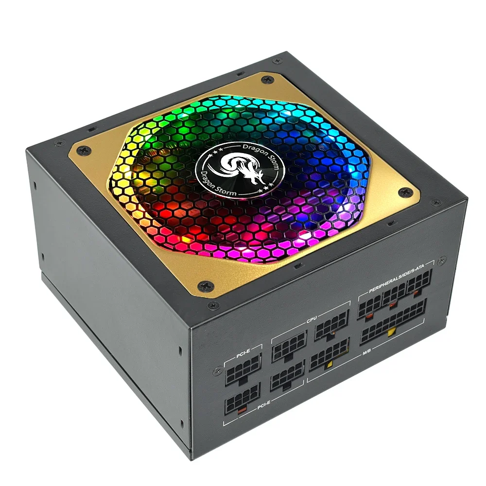 Imagem -02 - Fonte de Alimentação 80 Mais Ouro para pc Profissional E-sports Video Game Computador Psu Rgb Fornecimento Modular Completa com 12cm Ventilador 850w 110v230v