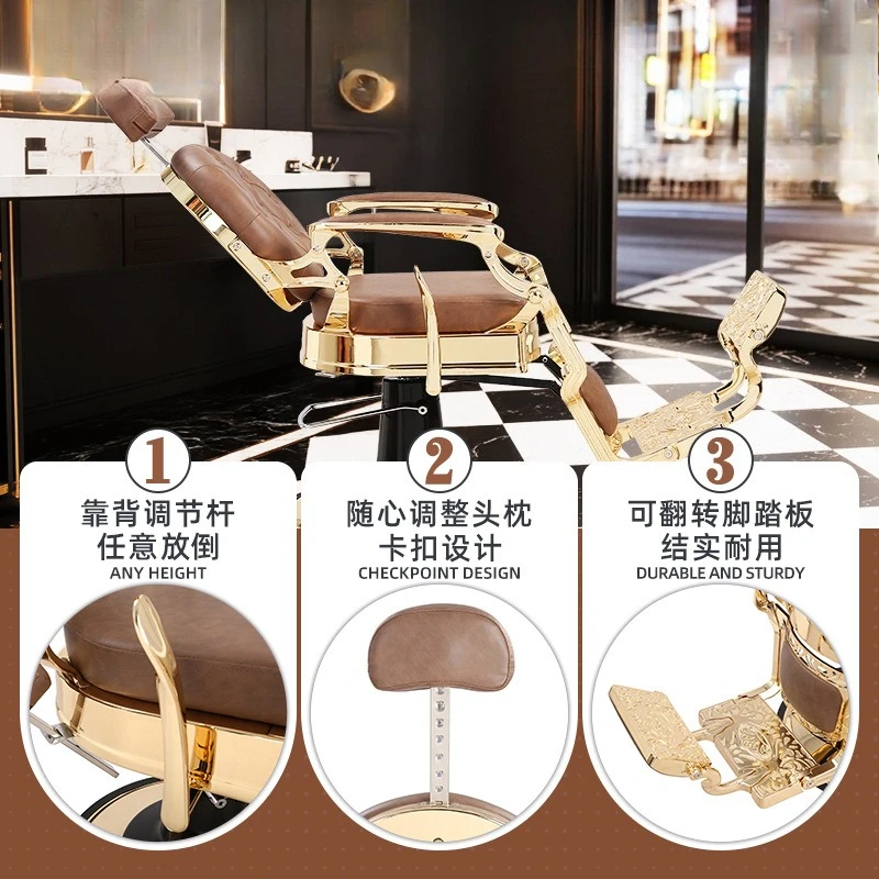 Kursi Tukang Cukur Retro Tugas Berat Spa Kecantikan Salon Miring Hidraulik Serbaguna