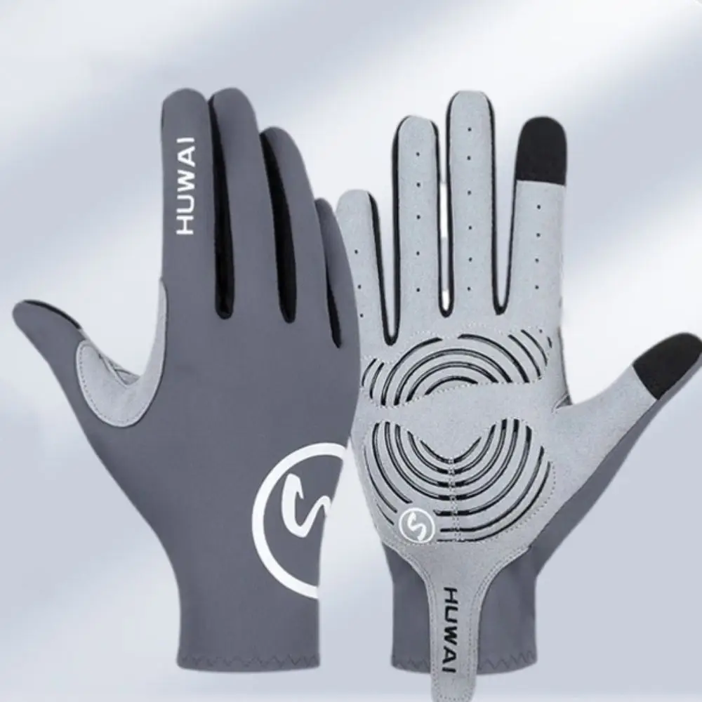 Guanti da ciclismo antiscivolo delicati sulla pelle Guanti sportivi touch screen con dita intere Guanti da bicicletta antivento traspiranti MTB