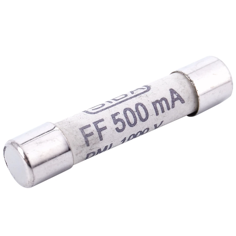 A003 10 قطعة سيراميك فضي + أبيض 1000 فولت 500MA 6.3X32 مللي متر فيوز أبيض لمقياس متعدد 3X0.5X0.5 سنتيمتر