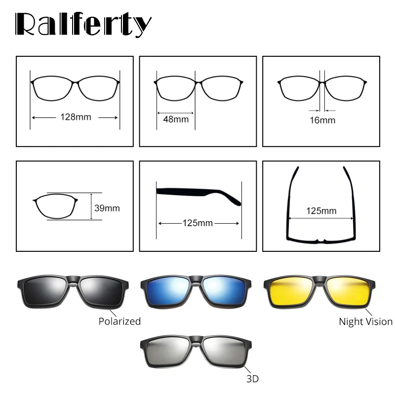 Ralferty TR90 Kids Sunglasses Polarized Magnet Clip On Sunglasses Prescription Grade Glasses Child Spectacle Frames Zero TR8005