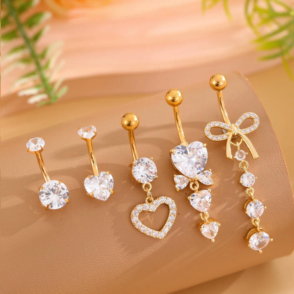 3-5pcs Mixed-Style Sets Dangle Belly Button Rings