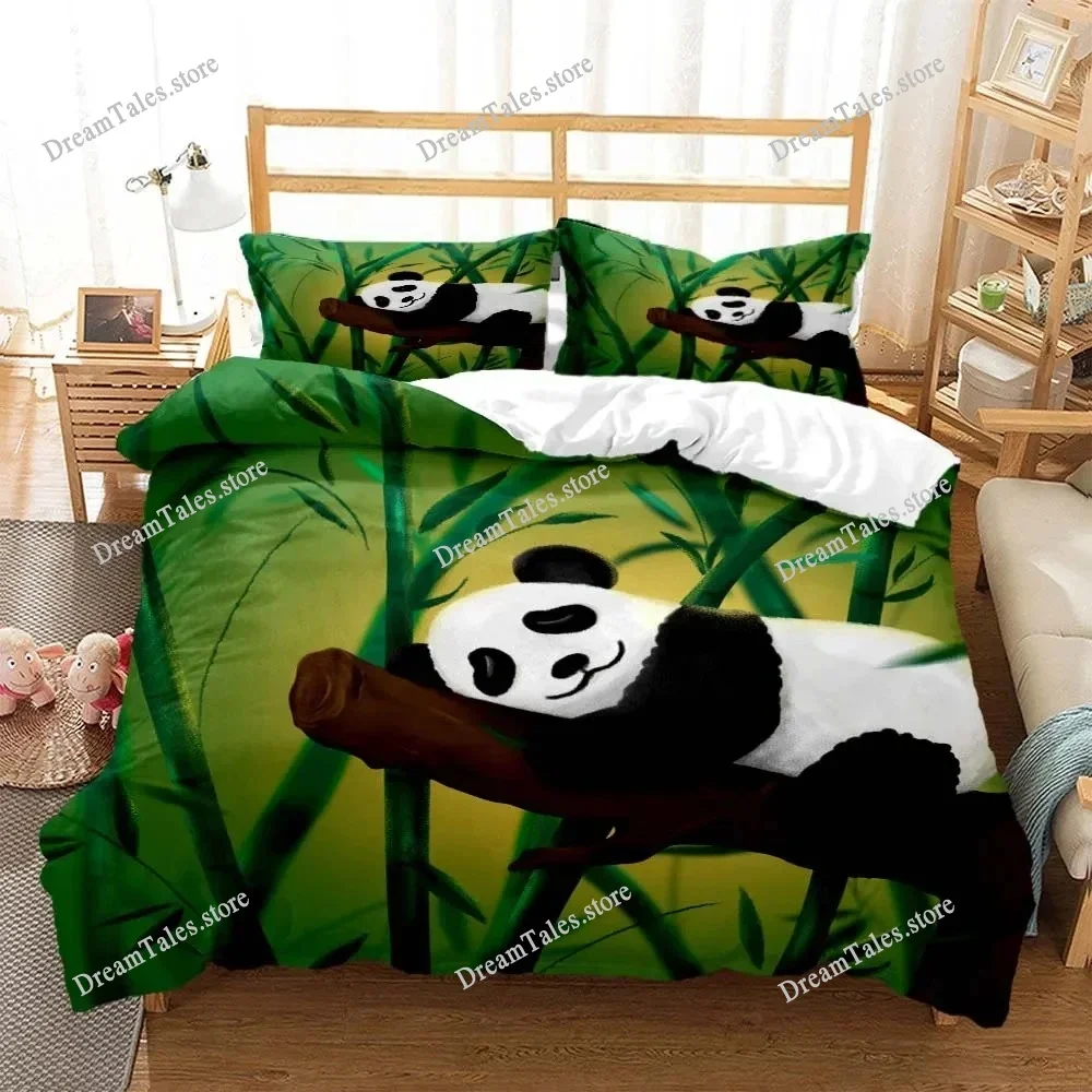 Cute Panda Cartoon 3D Printed Bedding for Boys Queen Bedding Set Soft and Comfortable Customized King Size Bedding Set