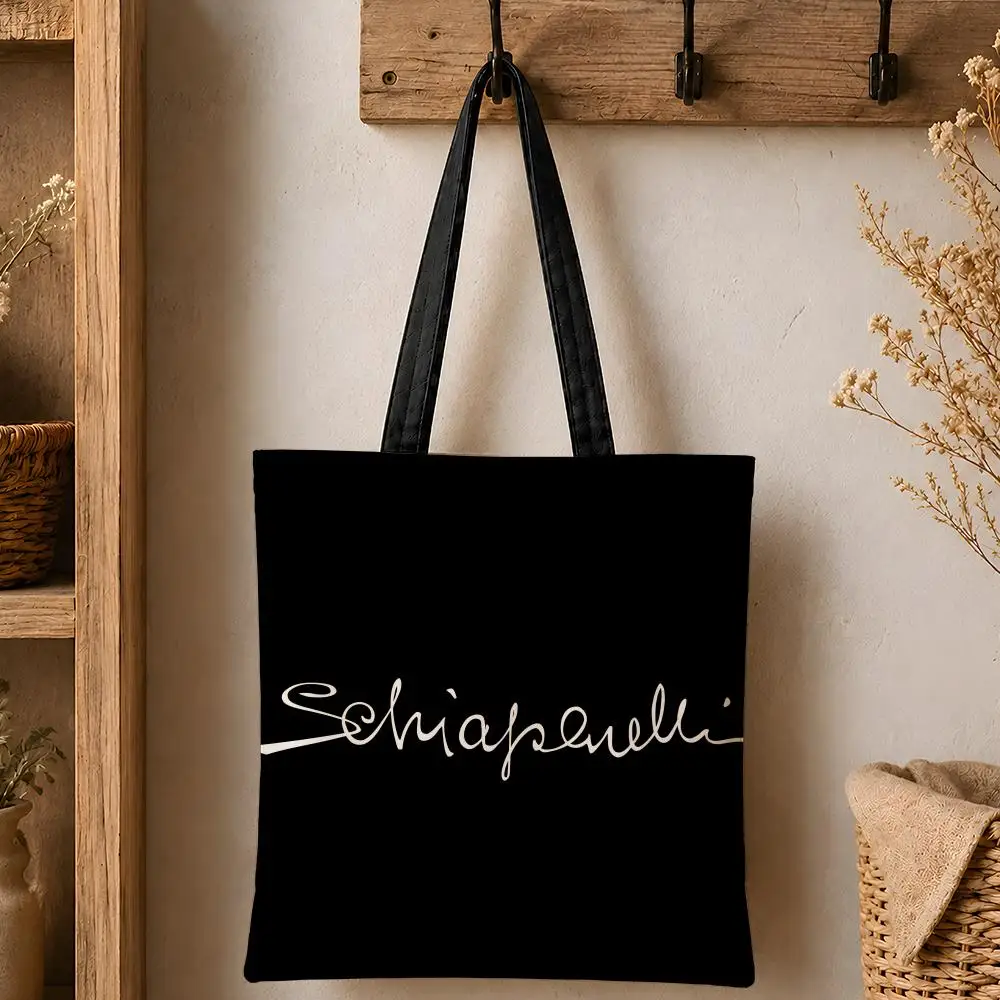 Luxuriöse S-Schiaparelli Aufbewahrungstaschen Modische Baumwoll-Canvas-Tragetasche 12/16oz Umweltfreundliche Wiederverwendbare Einkaufstasche mit Großer Kapazität – Detail 10