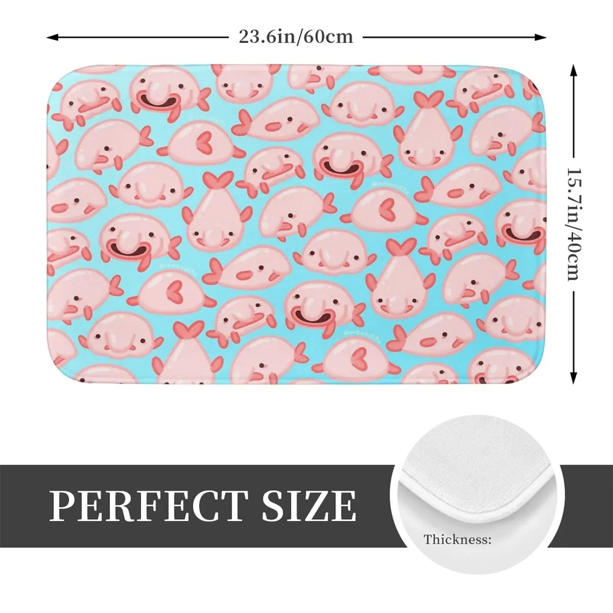 Blobfish Pattern Anti-slip Doormat Floor Mat Water oil proof Carpet Rug for Kitchen Entrance Home Balcony Footpad Mats