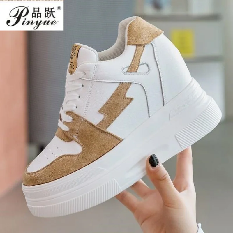 

9cm 10cm Genuine Leather Spring Casual Shoes Platform Wedge Women Shoes Summer Fashion Sneakers Chunky Autumn Vulcanize shoes