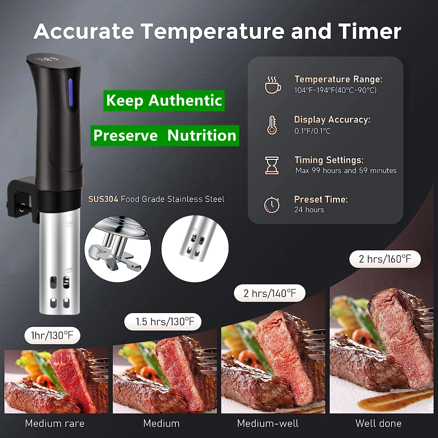 Cocina Sous Vide con temporizador, aparato para el hogar con WiFi, 1100W, máquina circuladora de inmersión, cocina precisa con LCD Digital