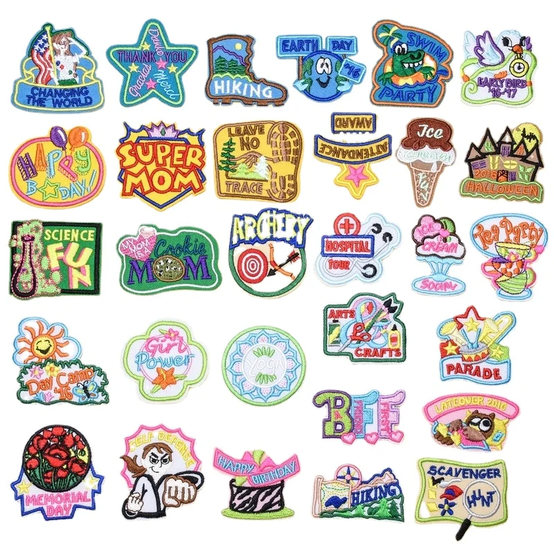 50pcs/Lot Fun Anime Embroidery Patch Flower Strange Thing Hiking Mom Party Prince Clothing Decoration  Accessory Craft Applique