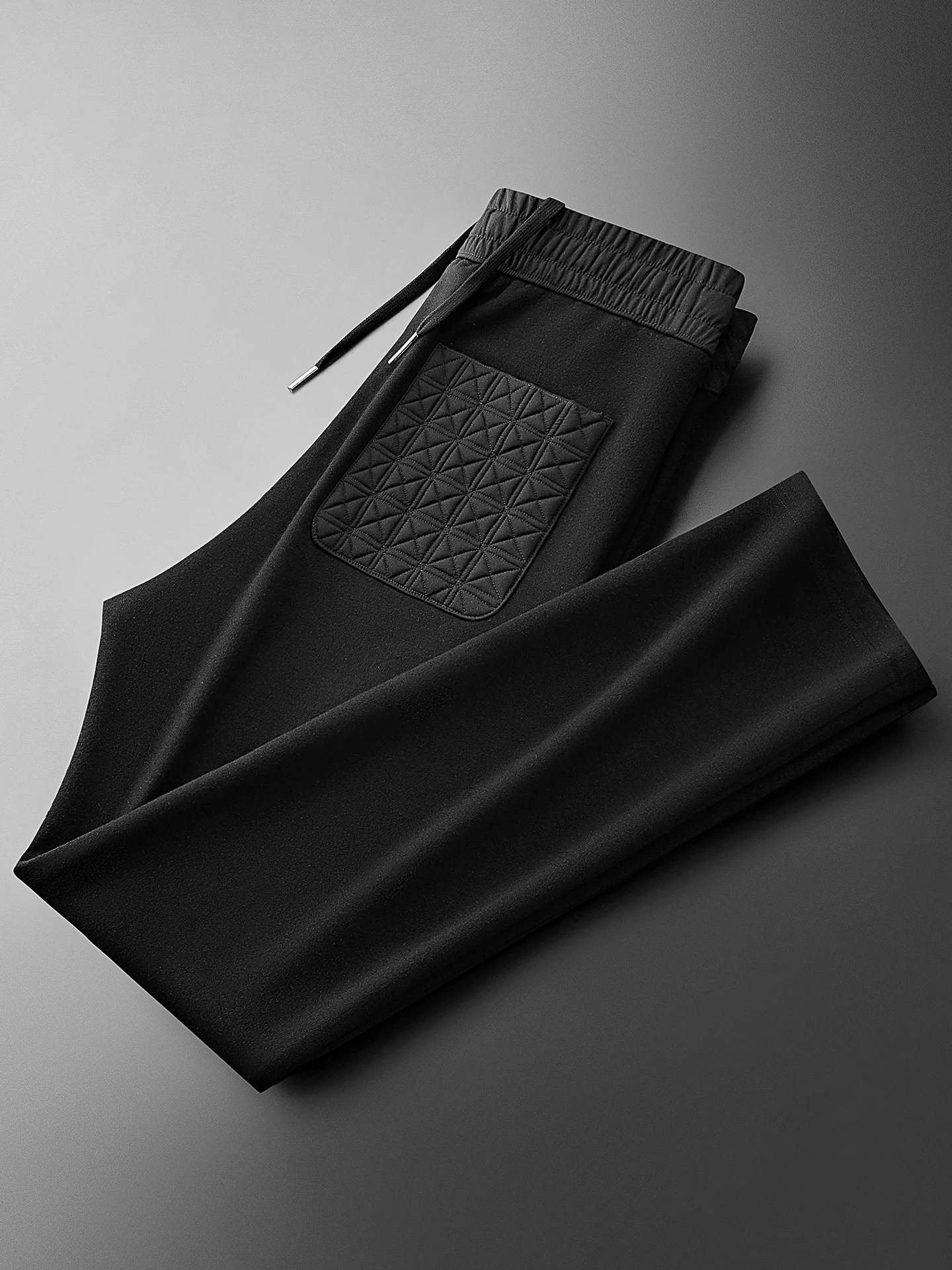 Winter and autumn luxury Italian style dark color contrast thick acetate wool pants for men, straight-cut sports casual pants