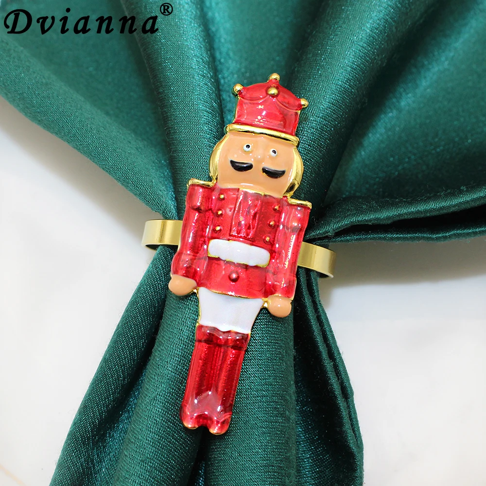 

60Pcs Wedding Nutcracker Napkin Rings Soldier Nutcracker Napkin Holder Metal Serviette Buckles for Christmas Party Supplies