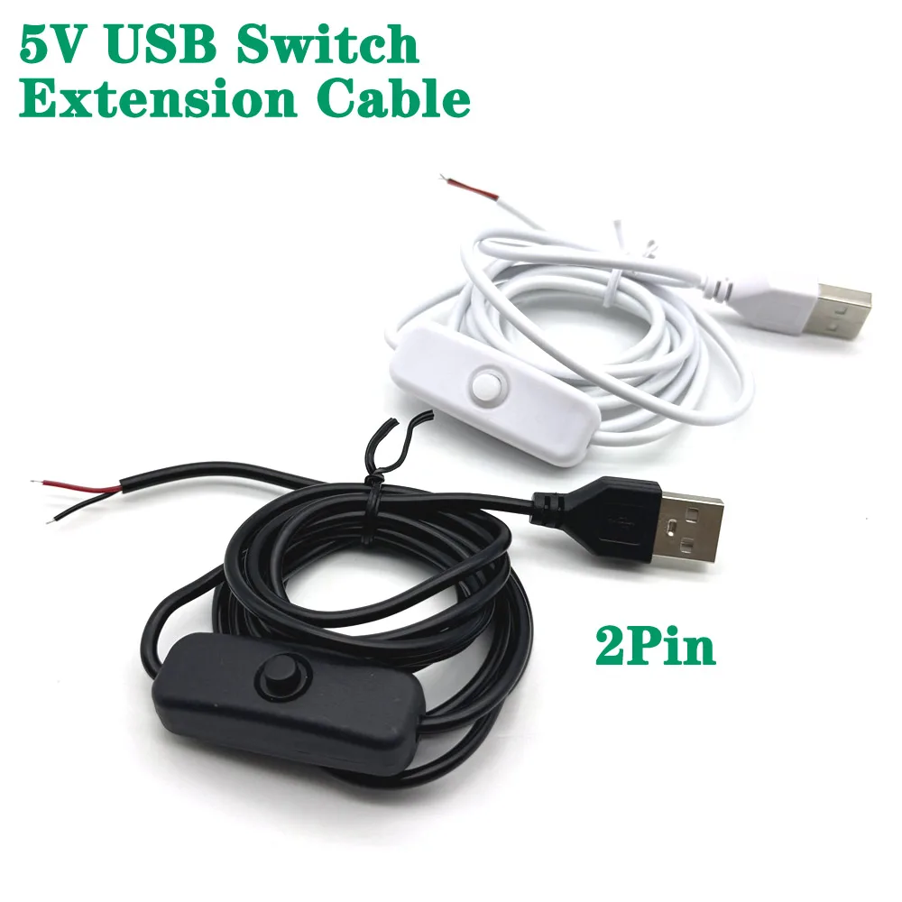 

USB Type C Extension Cable with On/Off Switch Button USB-C For LED Lighting DIY Power Cord 2Pin 5V Universal