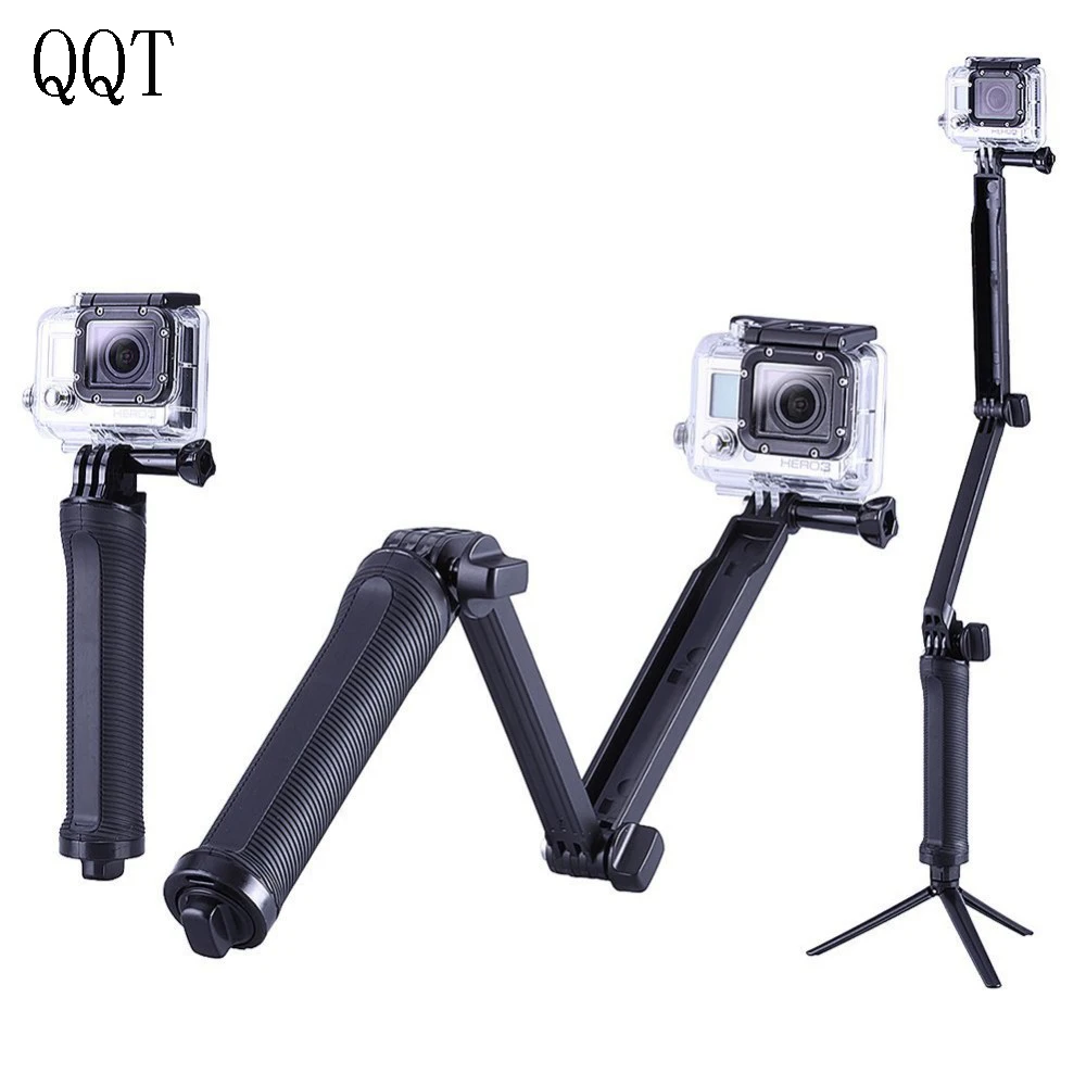 QQT GoPro accessories 3 way Impermeabile Monopiede Selfie Stick for Gopro Hero11 10 9 8 7 6 5 Sessione SJ4000 XiaoYi 4 K tripod