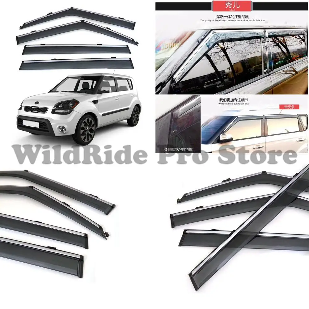 

1 set Thickened Injection Molding Window Rain Visor Deflector for Kia Soul Seoul 4 pcs