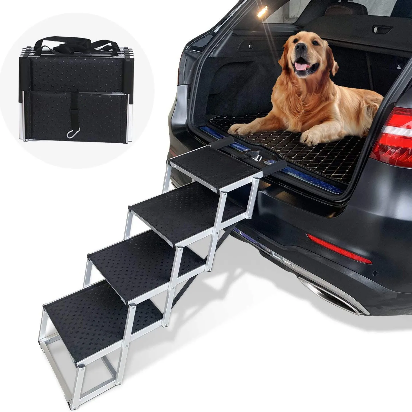 

Aluminium Dog Stairs Foldable Pet Dog Car Steps Stairs for Large Dogs Ladder Pet Ramp
