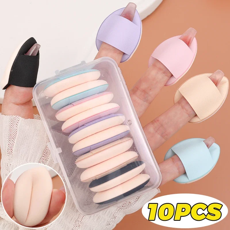 Finger Detail Makeup Puff with Box 10pcs Mini Size Air Cushion Concealer Cosmetic Puff Foundation Makeup Sponge Set Beauty Tools