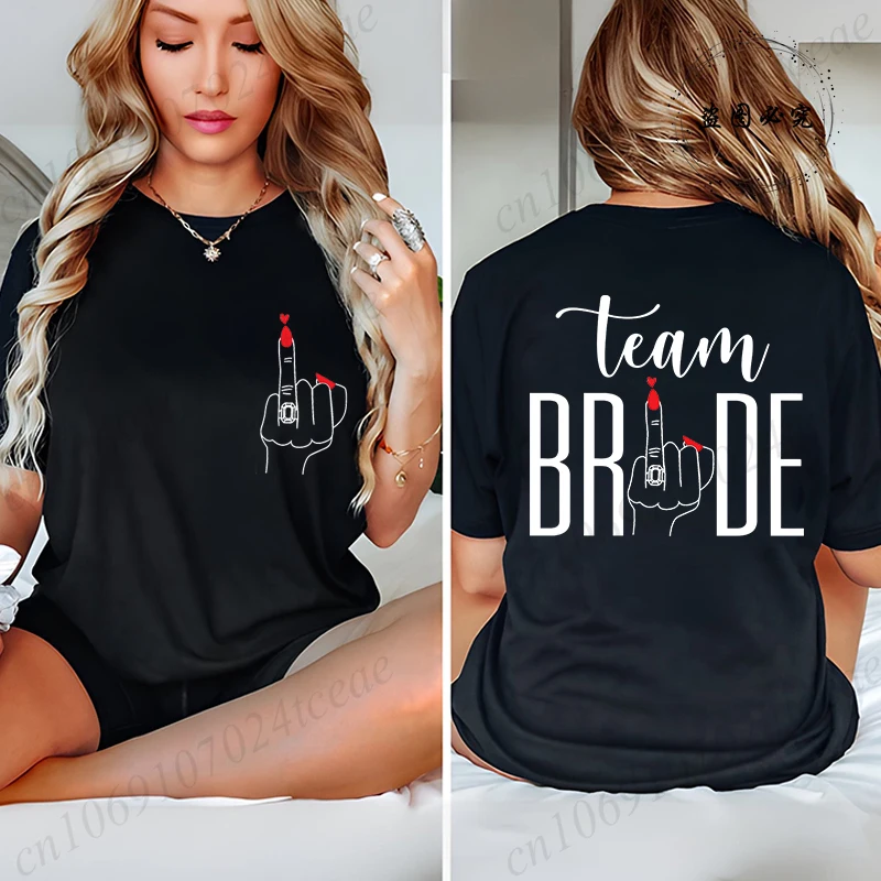 面白い結婚式の企画パーティー女性の Tシャツ夏のファッション Tシャツ衣類花嫁チーム花嫁デザイン Tシャツ半袖